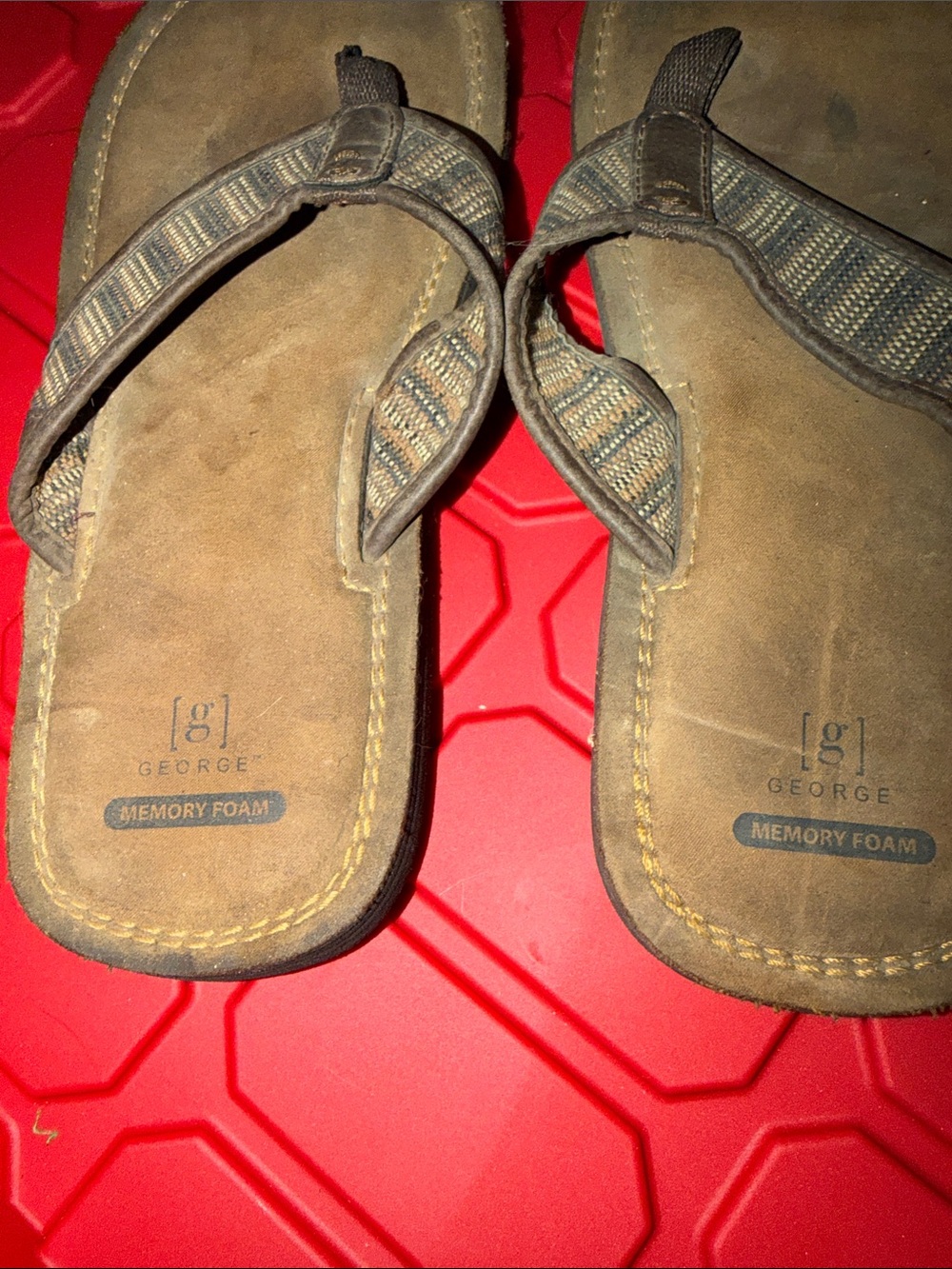 George Brown Men’s Woven-Style Flip Flop Sandals - Picture 3 of 5